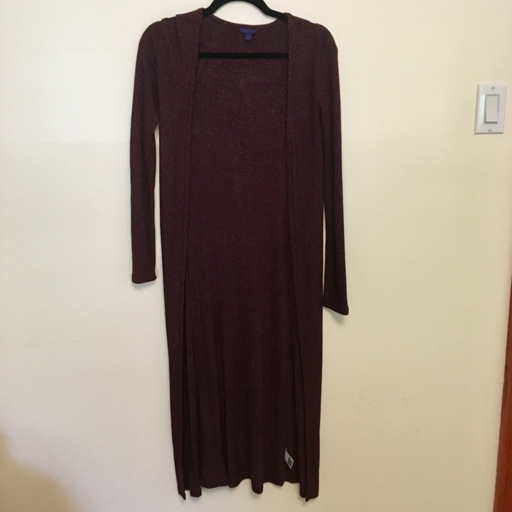 Long knit purple cardigan